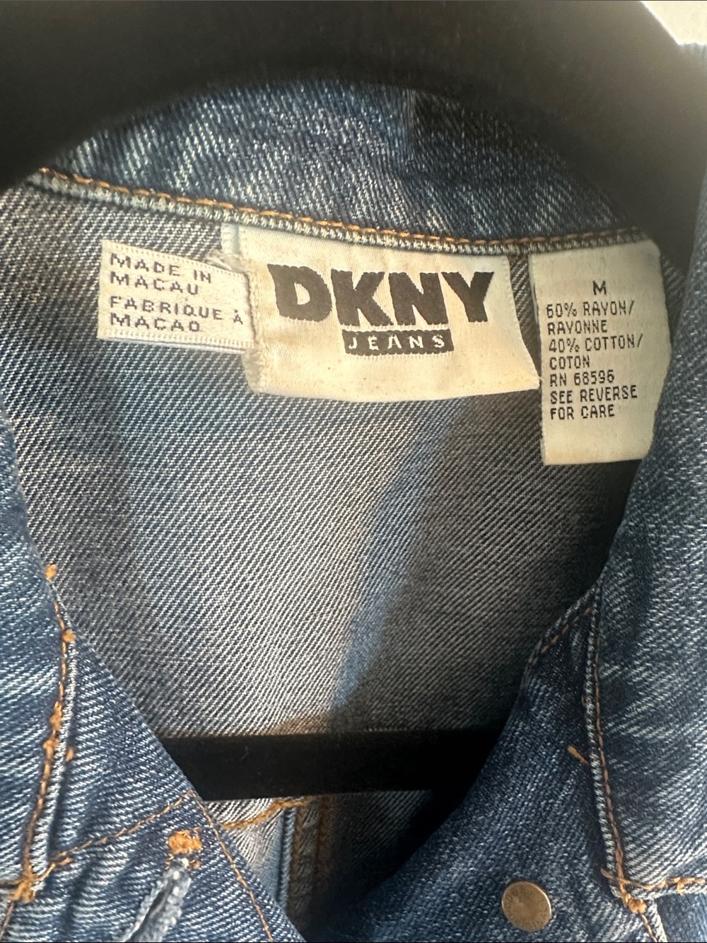 DKNY Blue Denim Sleeveless Jacket with Brass Buttons - Picture 2 of 12